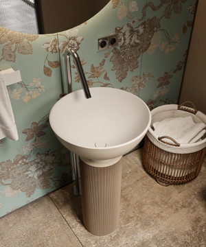 TOWER LAMP - Freestanding round Solid Surface washbasin by MOMA Design - view 3